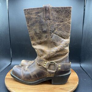 Cabela's Harness 10" Womens Size 7.5 Boots Brown Leather Square Toe Western